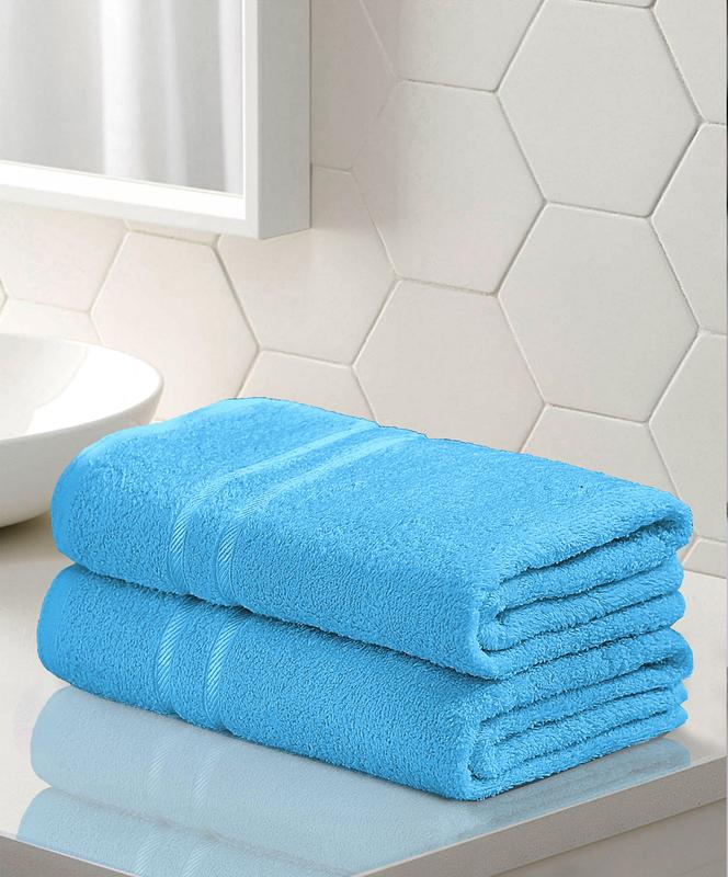 2X Super Jumbo Bath Sheets (Pack of Two)- Big Bath Towels 80X140cm (Approx) 100% COTTON TOWELS SOFT AND ABSORBENT Yarn Extra Large Size Bathroom Towels Quick Dry Ring Spun Yarn Long Lasting Lint Free Soft Bath Sheets Pack of 2 3