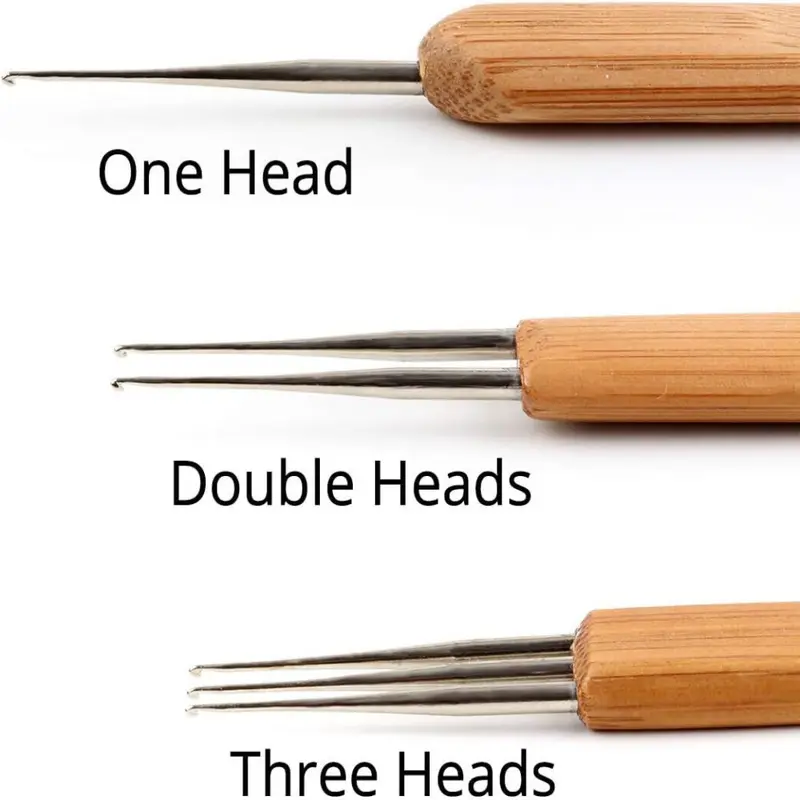 3PCS 0.75MM Bamboo Crochet Dreadlock Hook Needle Dread Tool Hair Maintenance 0