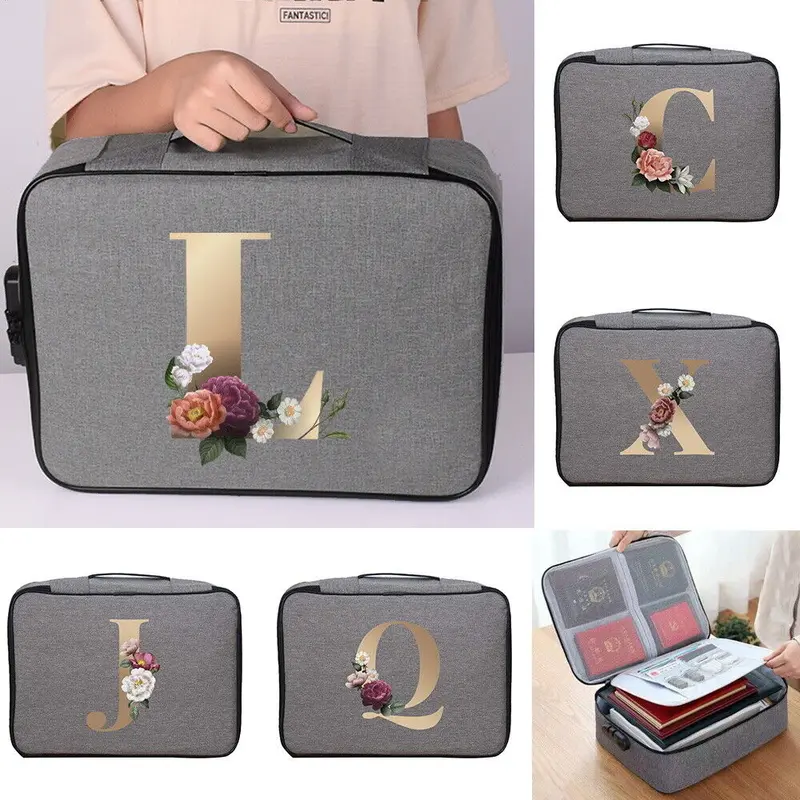 Document Bag with Lock,File Storage Organizer Safe Box for Passport Certificates 0