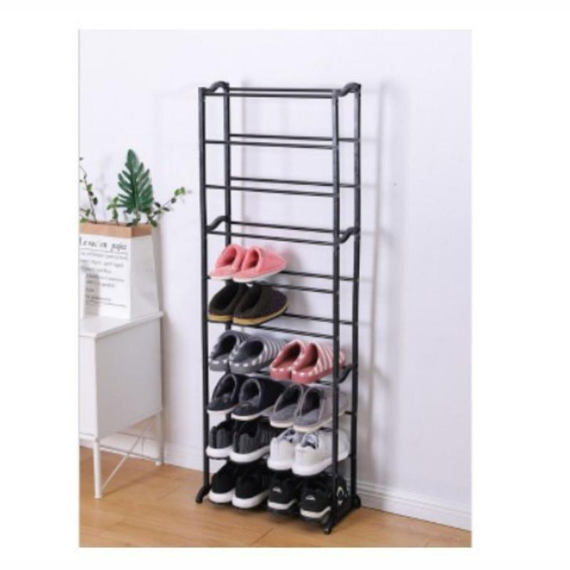 Shoe Rack 10 Tier Lightweight & Portable Storage Solutions Black or White 1