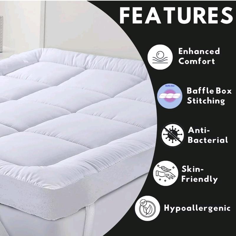 Hotel Quality Mattress Topper 10cm Deep Extra Thick Luxury - Cooling & Anti-Allergy, Elasticated Corner Straps, Single Double King Super King Sizes 2