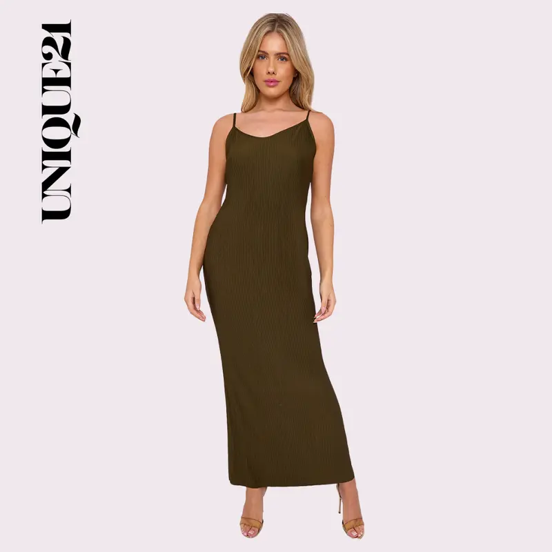 UNIQUE21 women Casual Loose Sundress Sleeveless Split Maxi Long Beach Dress 8