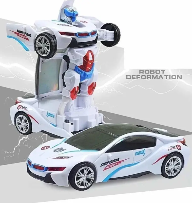 2-in-1 Robot Car 3D Lights Music Transformer Toy Car With lights & Music Battery Operated 5