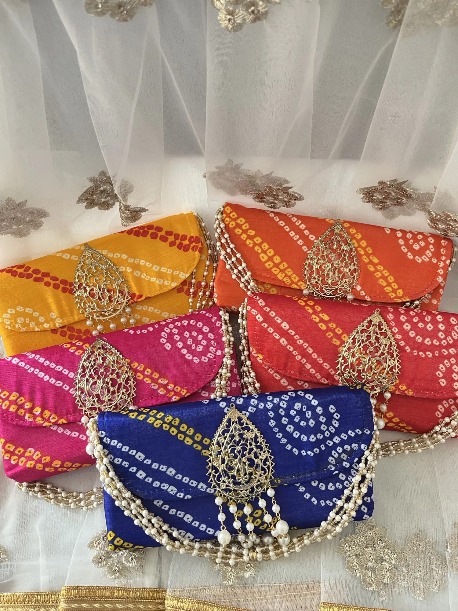 New Indian Traditional Bhandani Hand Bags Clutch Evening Bags for Weddings Partoes and Gifting