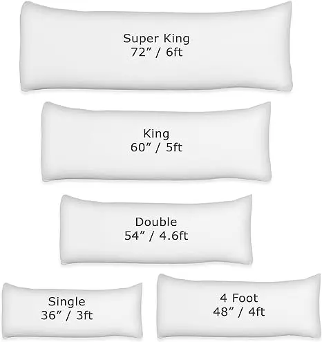 Grace Home Double 4ft 6” Bolster Pillow - Hypo-allergenic Cotton Blend Bolster Pillow Full Body Orthopedic Long Pillow for Side Sleeper, Back, Neck, Maternity Support Pregnancy Pillow Comfortable Breathable Multipack 2