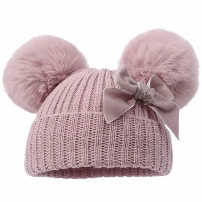 Personalised Wooly Hat with Pom Pom and Bow for Babies - Super Cute and Soft