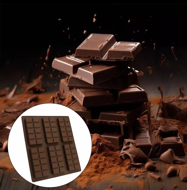 Silicone Chocolate Bar Mould Rectangle Sectional Snap Bar Wax Melts Candy Mold Birthday Flexible 7