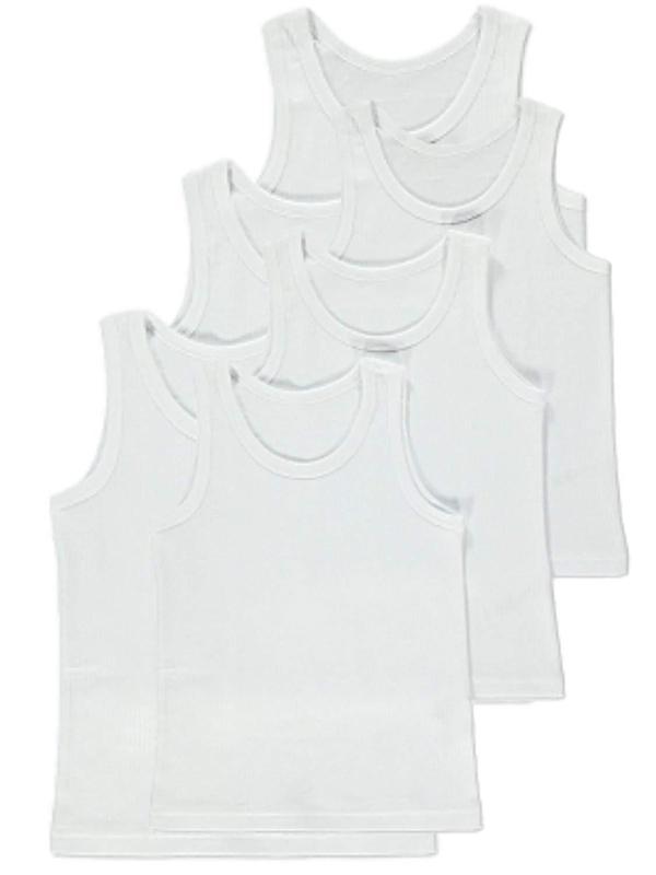 Boys/Girls Pack of 6 Vests | 100% Pure Cotton Interlock Vests | School Uniform PE Underwear in White 3