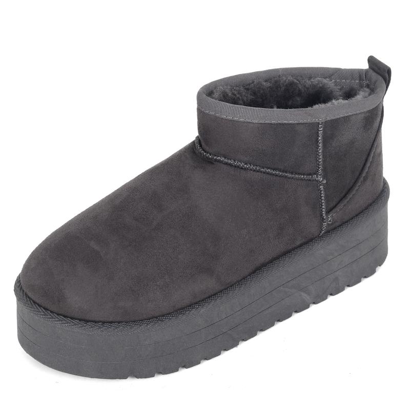 Nexsus Plus Ladies Women Round Toe High Sole Faux Suede And Fur Lined Ankle Boots Winter Shoes Girl Footwear Size UK 3-8 Christmas Gift Walking Shoes Comfort Decor Ballroom Design 5
