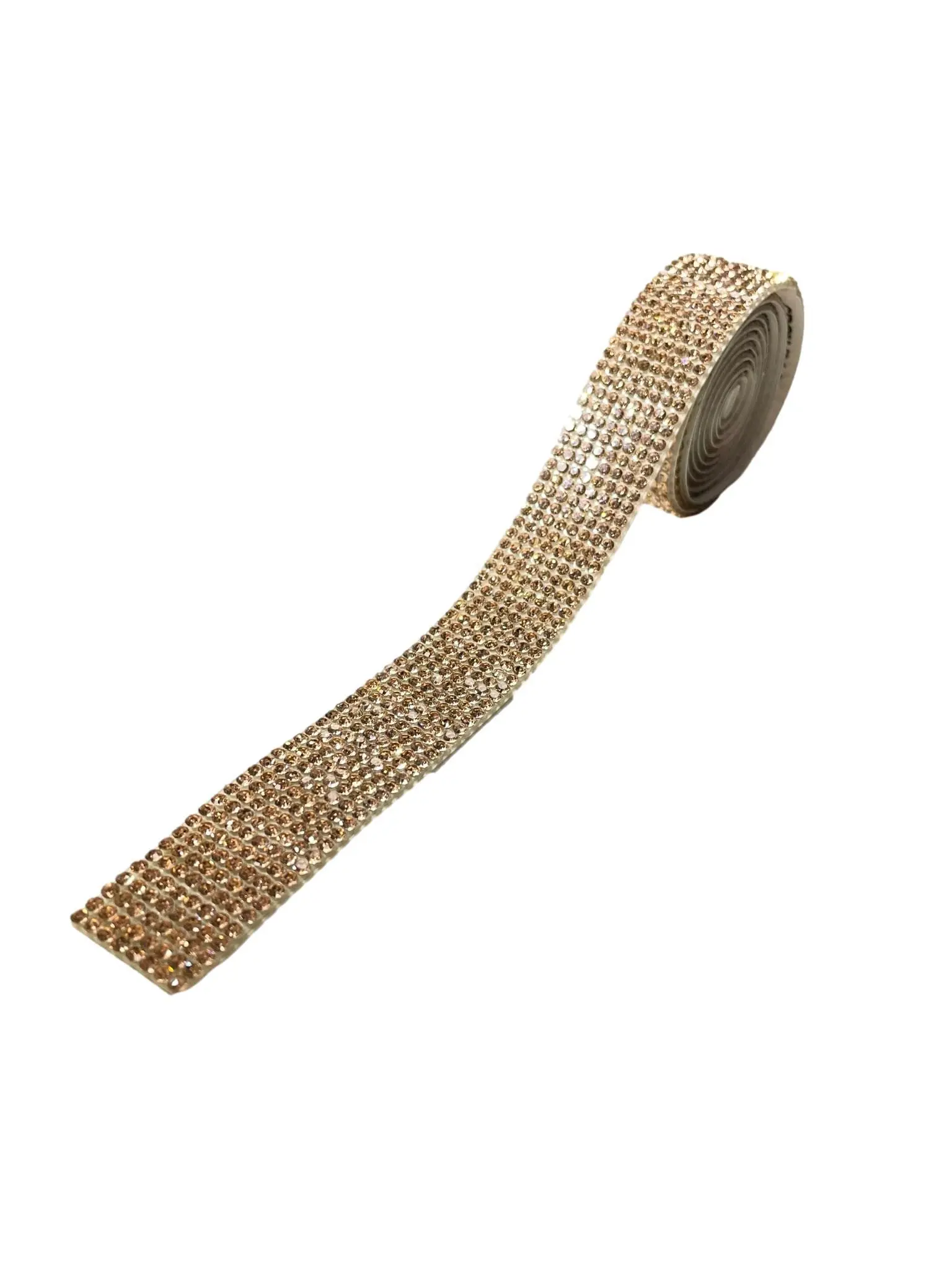 Syntego Self Adhesive Rhinestone Roll 1 Yard (91.44cm) 8 Row Super Sparkly Crystal Rhinestones (1) (Rose Gold)
