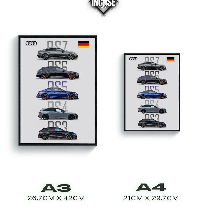 Audi RS Models Car Poster Print Wall Decal Glossy A3/A4 Size Photo - Perfect Home Decor - Decoration Frames Room Ornaments Artistic 2