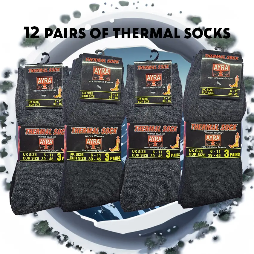 Stay Warm in Style: 12-Pack of Men's Thermal Socks | Cozy & Comfortable | Sizes 6-11 | Perfect for Chilly