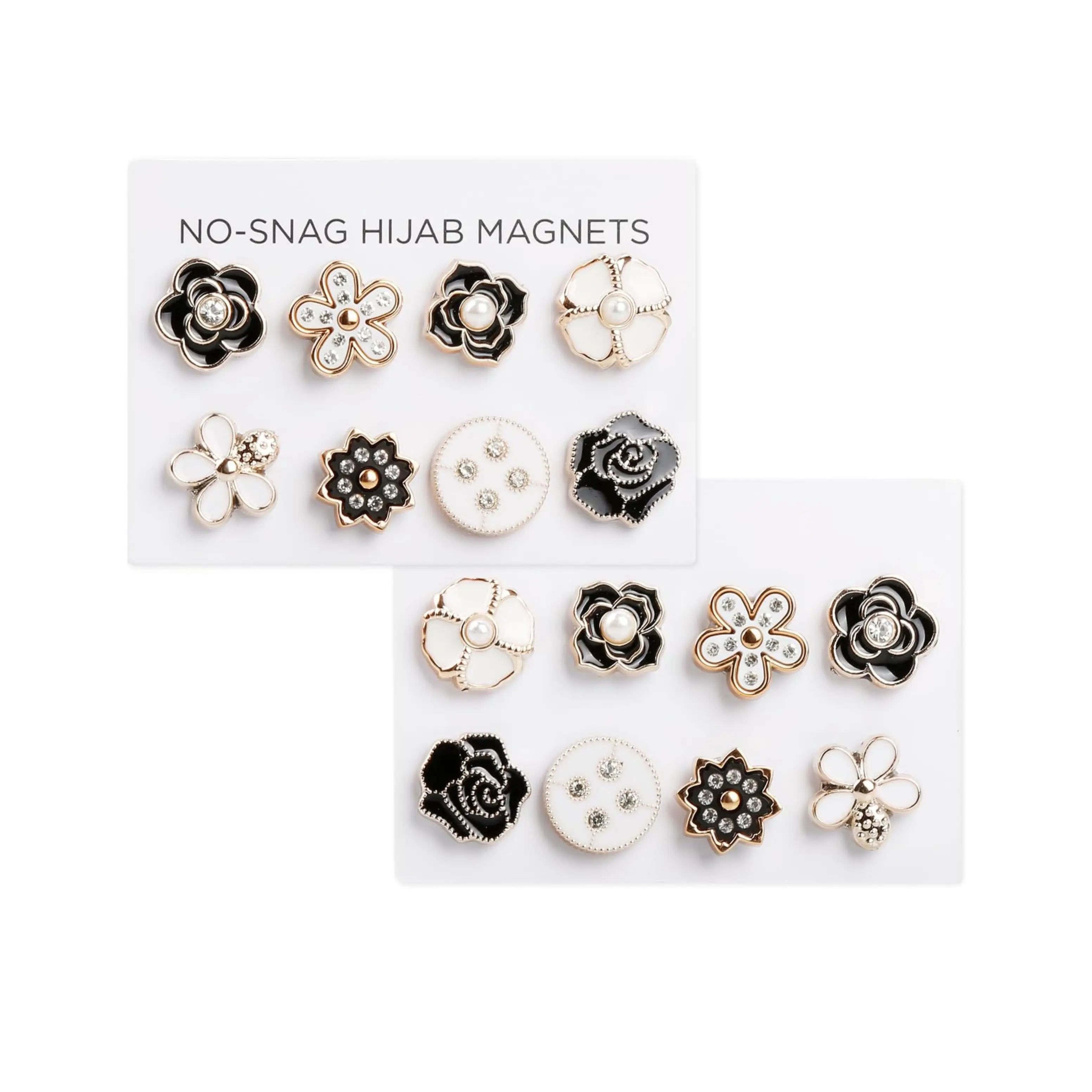 Hijab Magnetic Pins – 8 Pairs Flower Shaped Safety Pins for Women, Strong & Multi-Use