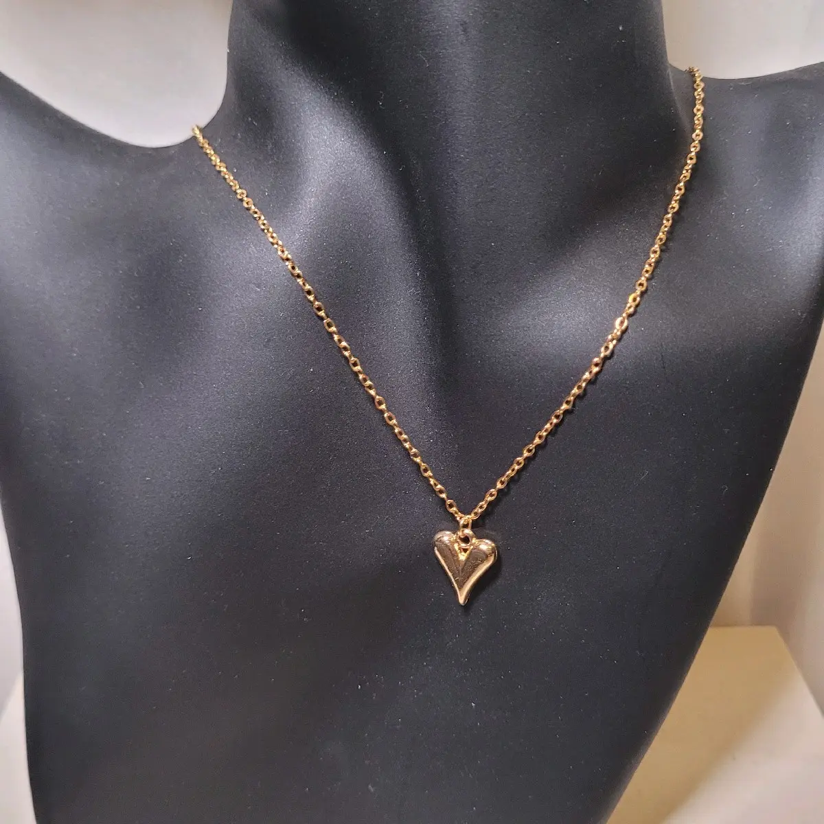 24Kt Gold Plated Heart Charm Necklace on Stainless Steel Chain for Women