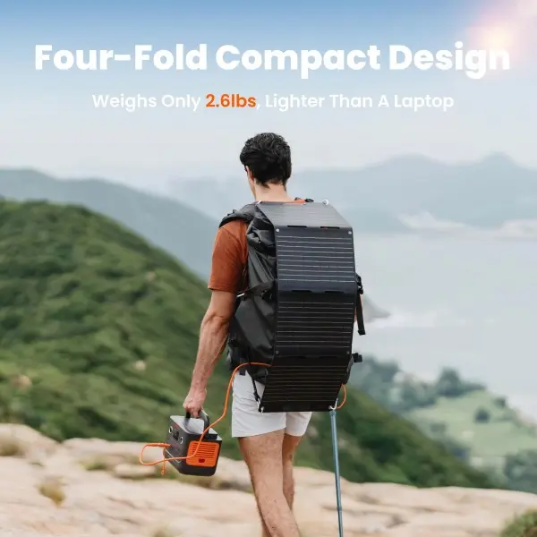 Jackery SolarSaga 40 Mini Solar Panel, Book-Sized Foldable Solar Charger for Phones, Portable Solar Panels with USB-C & USB-A Ports,I P68 Waterproof Rated, for Hiking, Camping and Off-Grid Living 1