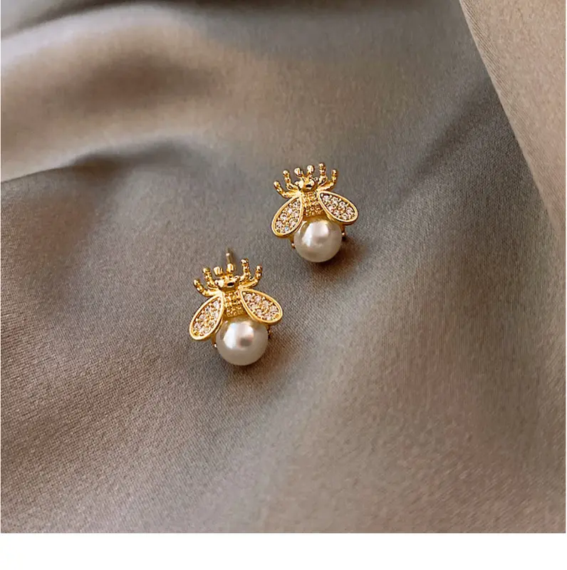 Gold Pearl Stud Earrings Tiny & Cute, Sturdy Studded Beautiful Crafted Jewellery, Accessorize with everyday or office wear outfits Cute jewellery Anniversary Auspicious Daily Wedding Engagement 3