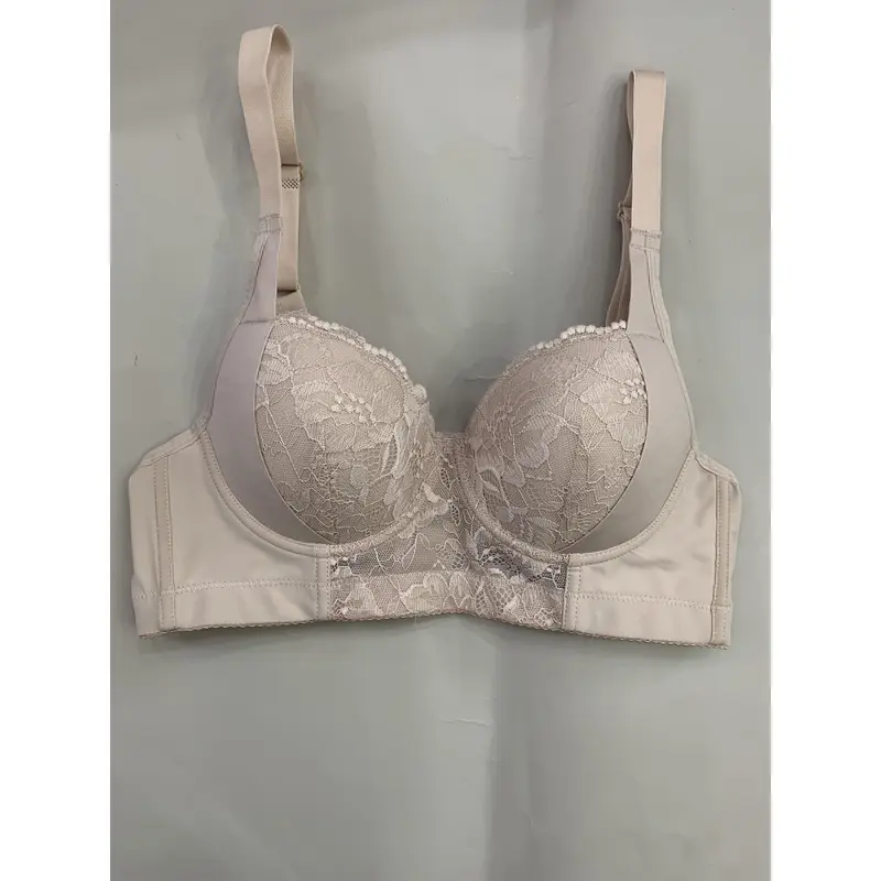 Elegant Lace Push-Up Bra for Women - Comfortable, Anti-Sagging with Enhanced Support, Non-Removable Pads, Hand Washable, White Floral Lace Detail, Antisagging Bra|Feminine Undergarment|Elastane Comfort 5