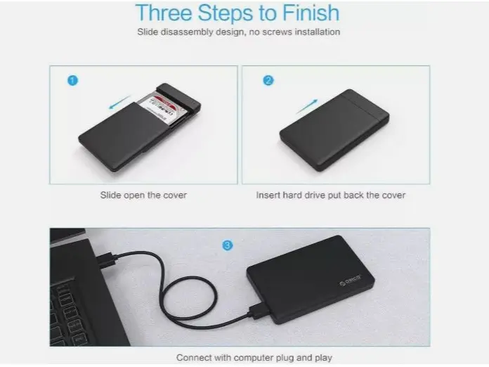 2.5 Inch USB 3.0 External SATA lll HDD SSD Hard Drive Enclosure Caddy Case - Portable External Hard Drive Enclosure 6