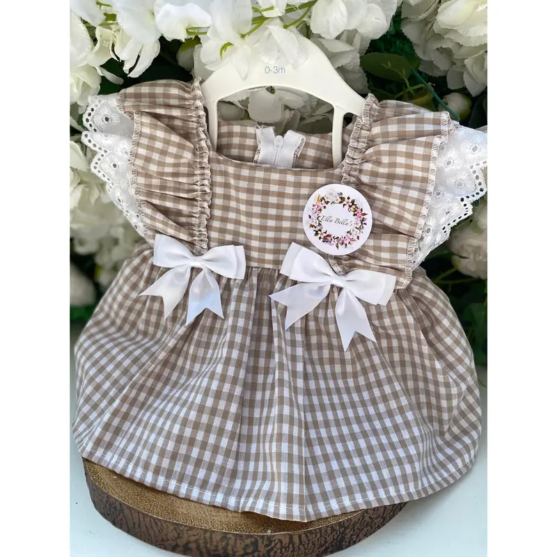 Beige Chequred Dress With Knickers 0