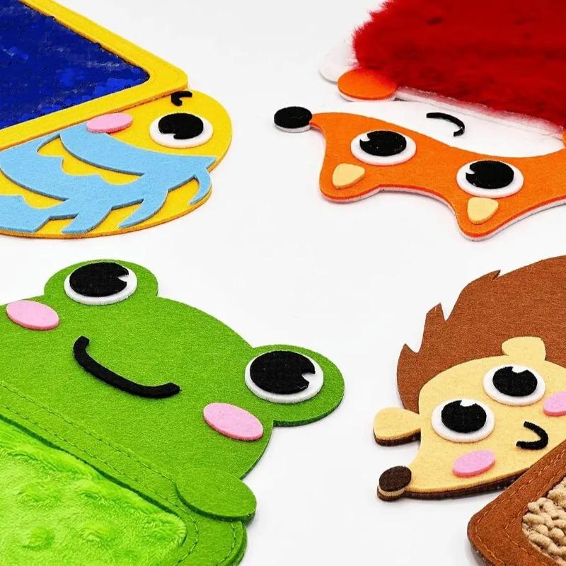 Baby Montessori Sensory Toys Cartoon Animal Cognition Mat Hand-Eye Coordination Education Toy Sensory Tactiles Pad for Autistic 4