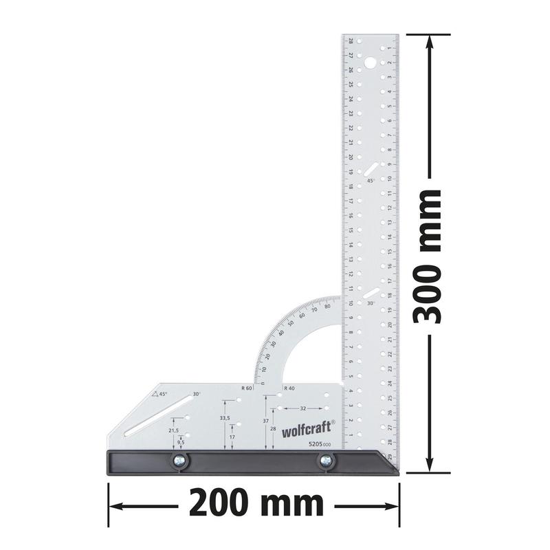 wolfcraft Universal Angle & Try Square for Measuring, Drawing & Cutting, 300mm 6