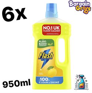 6 x Flash Clean & Shine Lemon 950ml – Powerful Cleaning with a Fresh Lemon Scent Household Scented Perfume