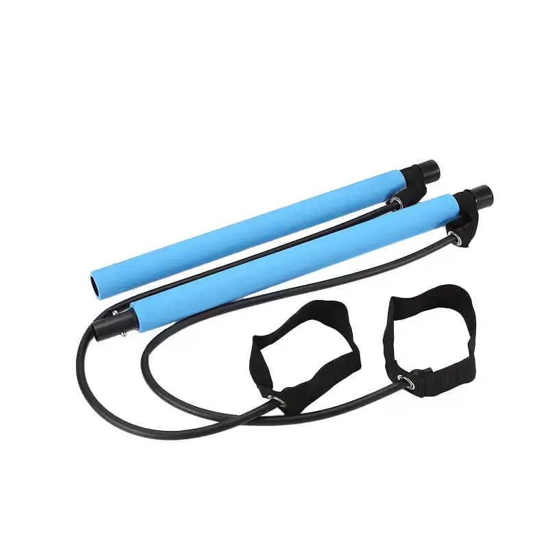 Multifunctional Pilates Bar Combination Fitness Bar Yoga Chest Expansion Tension Rope Back Trainer Elastic Rope Stretching Belt 2