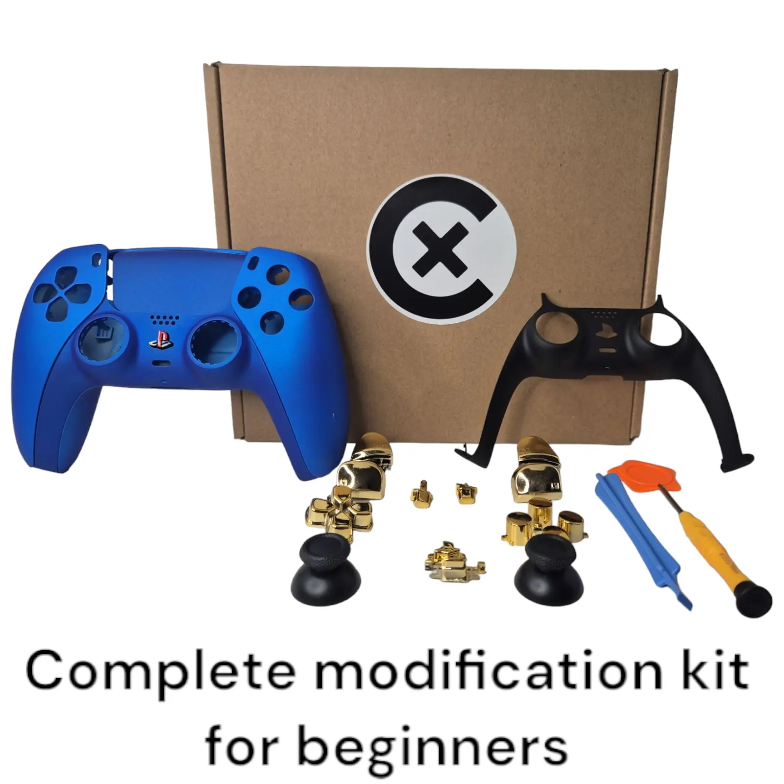 PS5 Custom Controller Modification Kit - Soft Touch Front and Back Shell - Gold Button Set - Painted Home Button - Includes Tools custom console Accessories