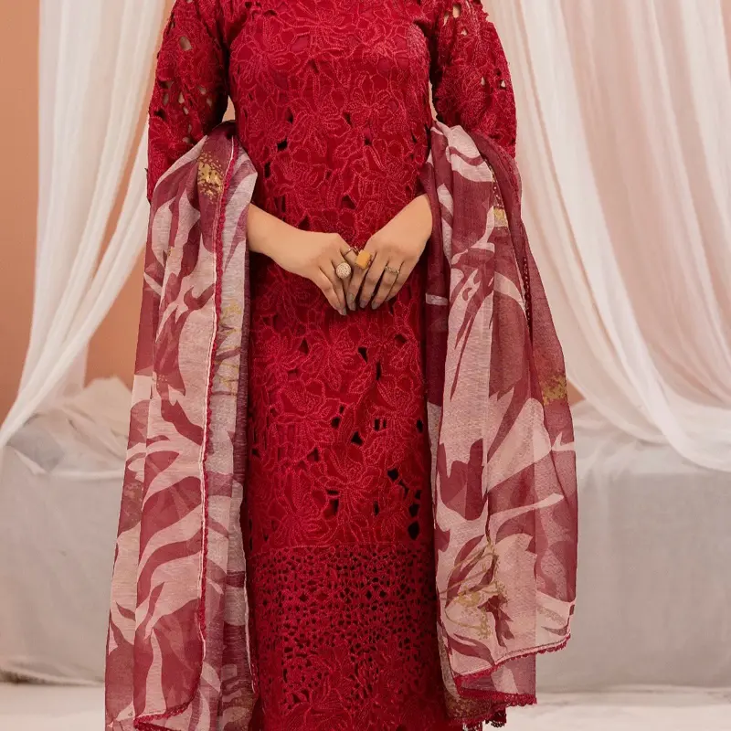 Red Rang Rasiya Alaya Embroidered 3 Piece Outfit for Women -