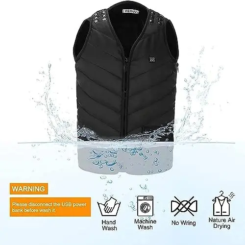 VIEKUU Heated Vest for Men and Women, USB Electric Heating Jacket with 3 Temperature Settings, Adjustable Size, Washable, Winter Warm Vest Coats Suitable for Fishing and Skiing (Unisex) 5