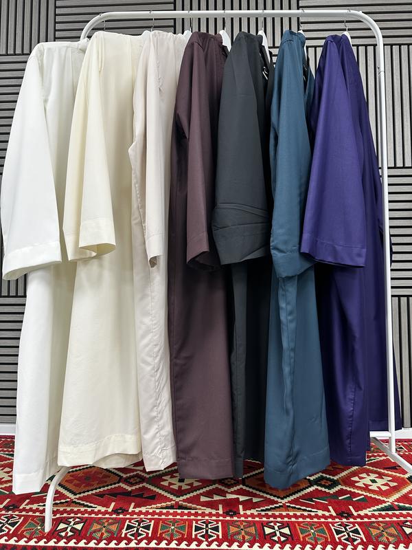 Turkish style overcoat men v-neck robe Muslim Jubbah One-Size 1