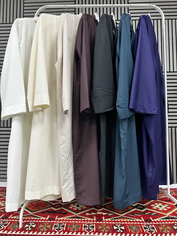 Turkish style overcoat men v-neck robe Muslim Jubbah One-Size 1