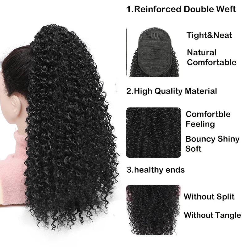 Product Introduction of Long Fluffy Curly Hair Ponytail for Women Synthetic Kinky Curly Ponytail Hair Extensions 20 Inch Afro Curly Hairpieces Fake Tail hair  extensions 4