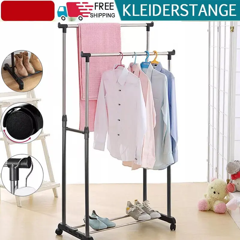Heavy Duty Metal Clothes Rail Storage Garment Shelf Hanging Display Stand Rack Organiser Decor 8