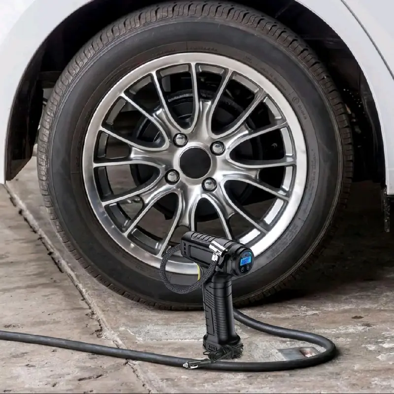 Portable Car Tire Inflator - Rechargeable Wireless Air Pump Car Air Pump Wireless Inflatable Pump 120W Portable Air Compressor Digital Rechargeable Car Automatic Tire Inflator Equipmento wireless tyre 7