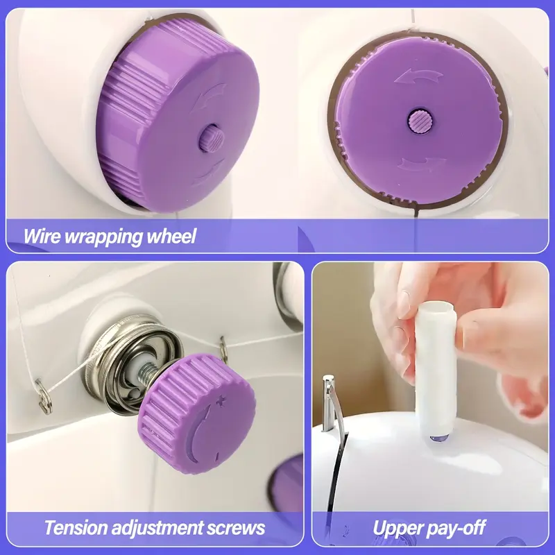 1/2pcs Portable Multifunctional Sewing Machine, Household Mini Electric Sewing Machine, Dual Line 2-speed Desktop Sewing Machine with Pedal Night Light, Suitable for Beginners, Household, Christmas Gifts, Holiday Gifts, Birthday Gifts, Violet 7