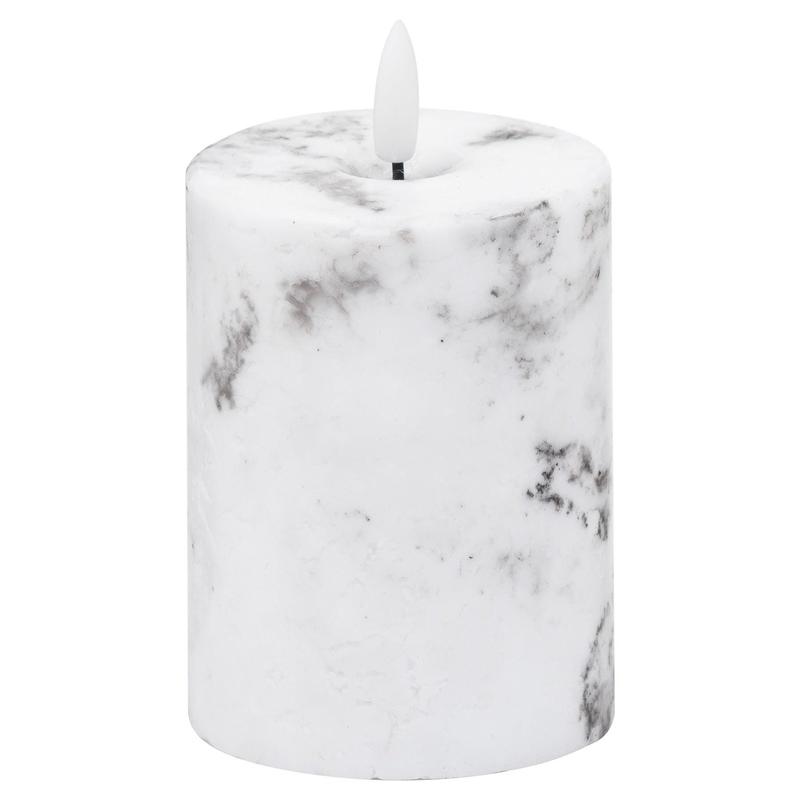 Elegant 3x4 Marble-Effect LED Flameless Candle - Natural Glow Luxe Collection for Home Decor 0