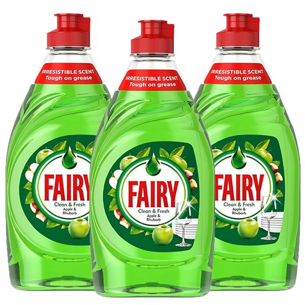 3 x Fairy Washing Up Liquid Apple & Rhubarb (Lime) 320ml washing up 0