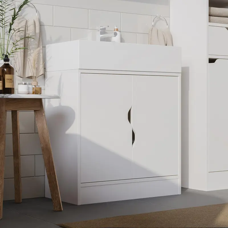 Bathroom Sink Cabinet with Partial Pedestal 8