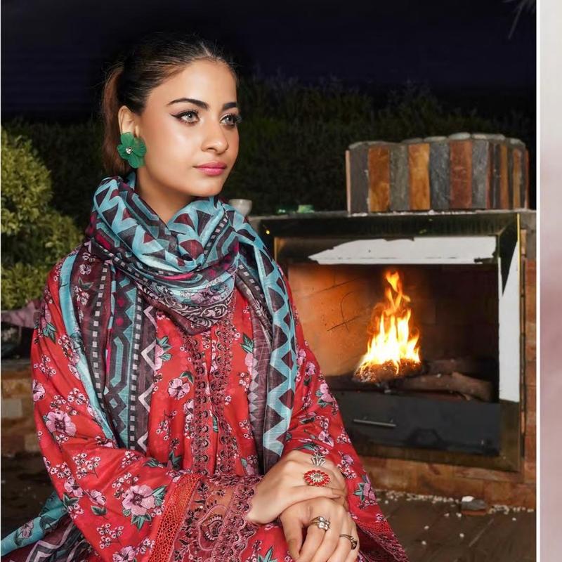 MLinen Frock Collection D7 031 Ladies Pakistani Readymade Frock Suit with Dupatta - Casual Womenswear Elegant Dress Embroidered 1