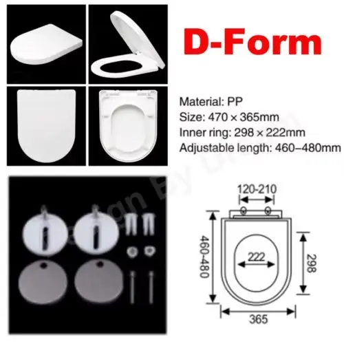 Soft Close Square Toilet Seat Quick Release,Anti-Bacterial White+360° Adjustable Stainless Hinges, Simple Top Fixing Lid Loo WC 6