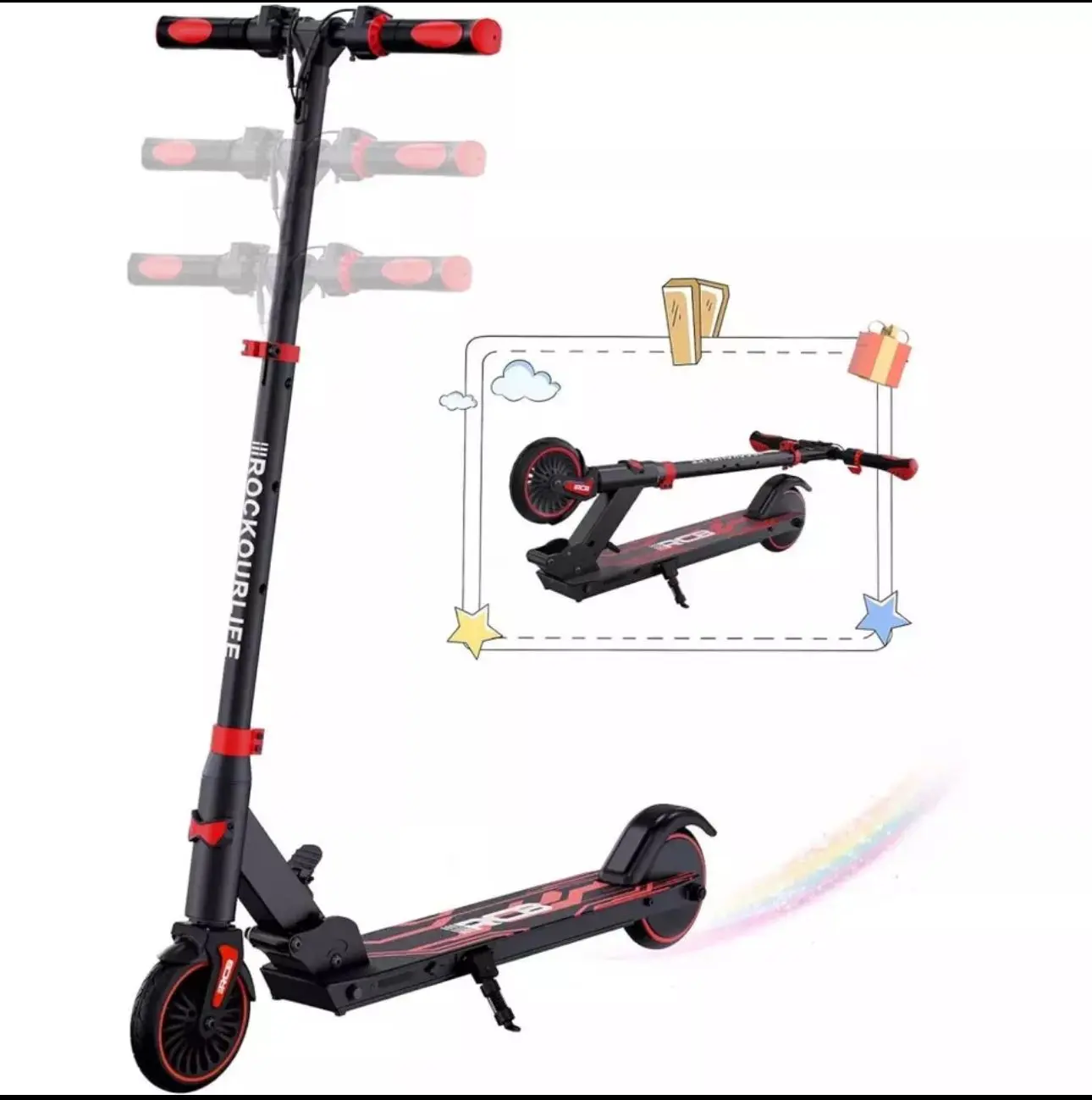RCB Electric Scooter for Kids age 8-12-16, Only 7.55KG Foldable Electric Scooter, Two Types of Braking, Maximum Range 16 KM, Maximum Speed 12.4 MPH, Gift for Kids and Teenagers modern