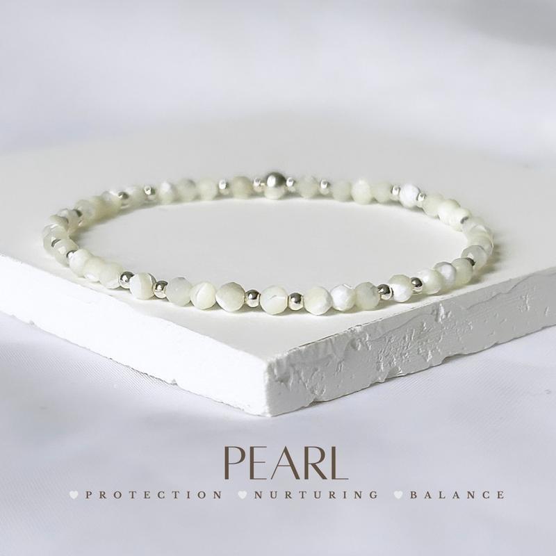 Product Introduction of Mother of Pearl Gemstone Bracelet. 925 Sterling Silver. Natural Healing Bracelets 1