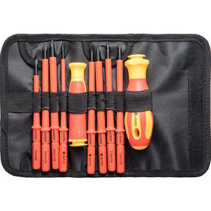 10 Piece Insulated Electrician Interchangeable Screwdriver Set with Case & Pouch