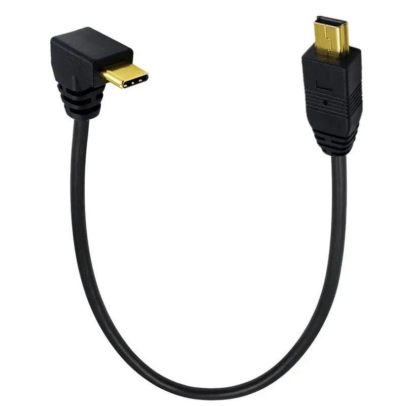 USB 3.1 Type C Angled Male to Mini USB Male Data Charging Cable 0.25m 2