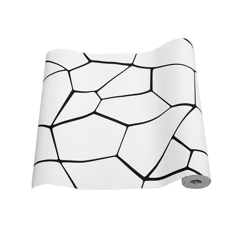 Lushhub PVC Abstract Geometric Removable Wallpaper White and Black (Need Glue) 4