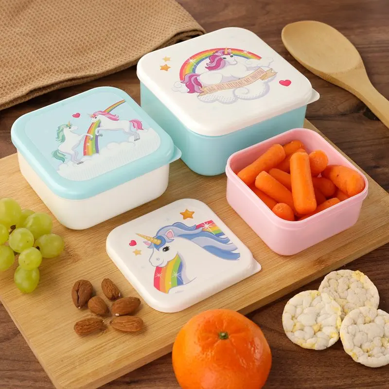 PUCKATOR Enchanted Rainbows Unicorn Set of 3 Lunch Box Snack Storage S/M/L - - Lunchbox with Multi Compartments - Small Food Containers - Lunchbox for Adults and Kids - Girls Boys Lunchbox Tableware 1
