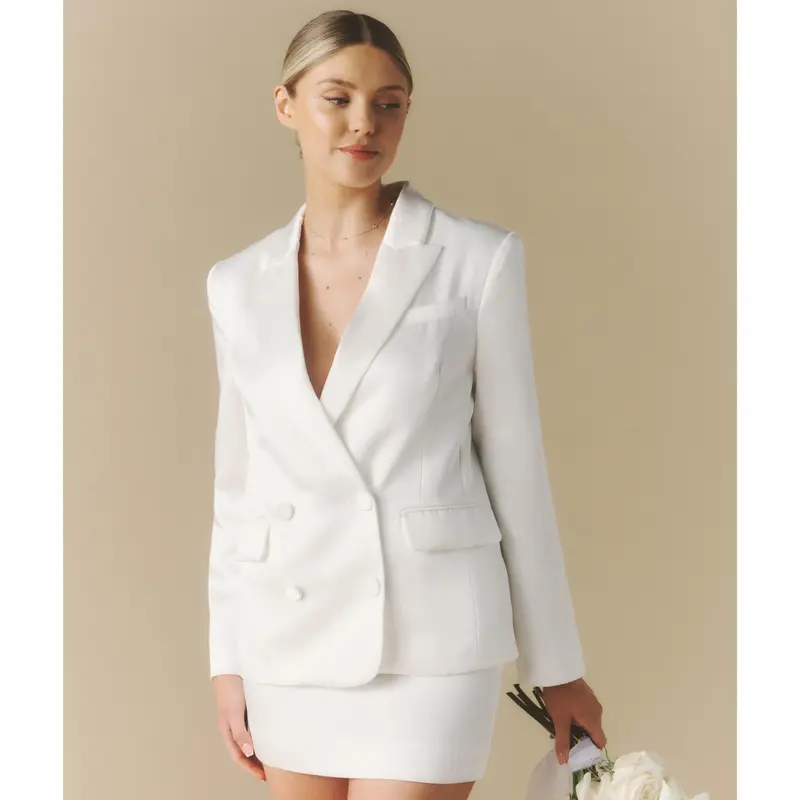 Satin Tailored Jacket - White 3