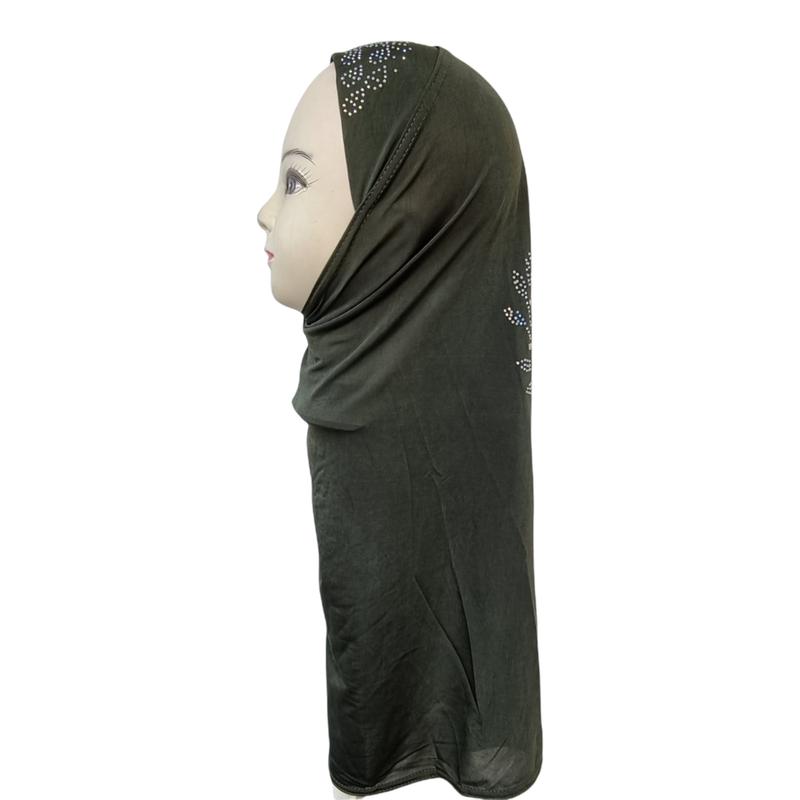 New Girls Adult One Piece Beautiful Muslim Islam Hijab Flower Diamonte Lace 5