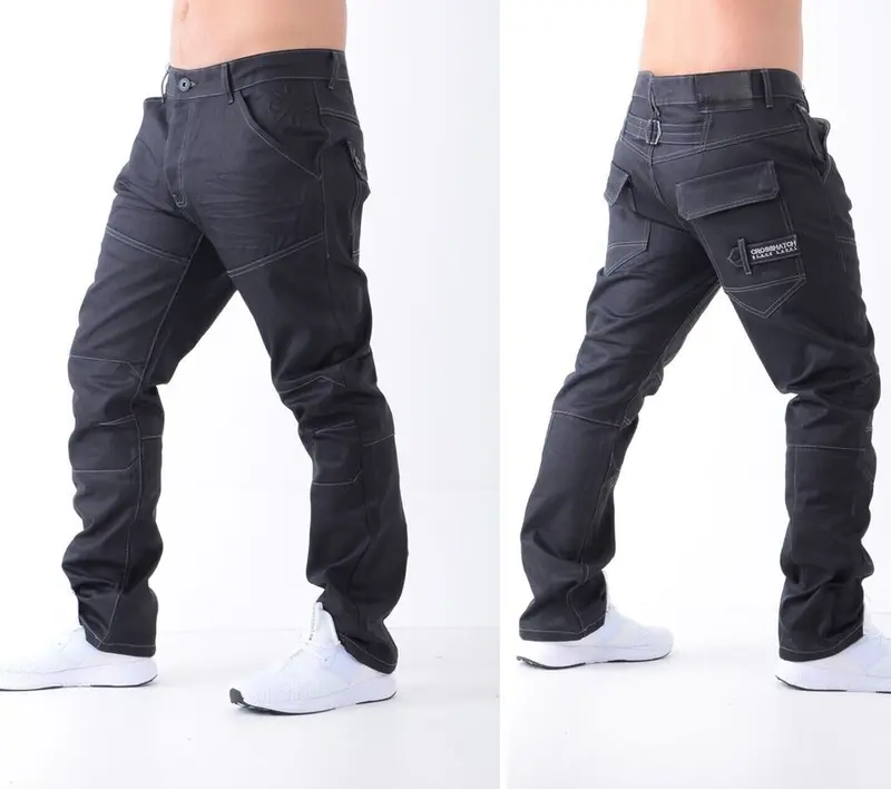 Mens Jeans Crosshatch Regular Fit Grey Blue Black Sizes 28"-48" Straight Leg Denim Menswear Pocket Streetwear Pants Trouser Classic Buckle Day Casual Casual Underwear Beige 4